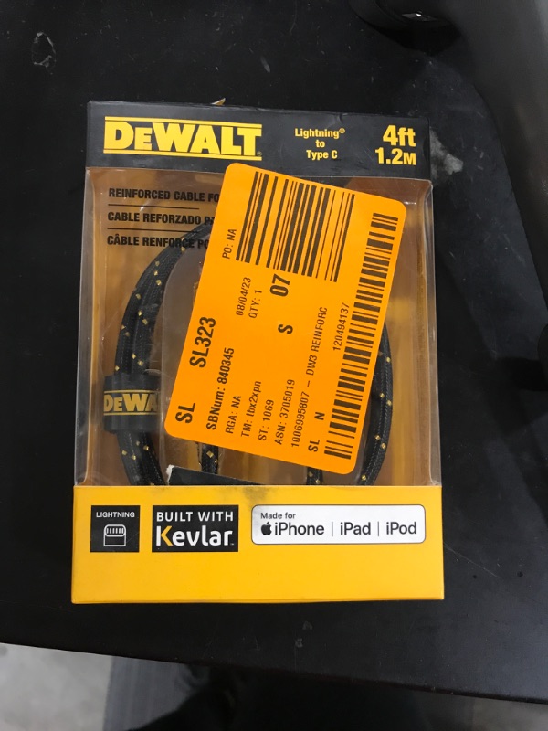 Photo 1 of DeWalt Reinforced Braided Cable for Lightning 4 Ft.
