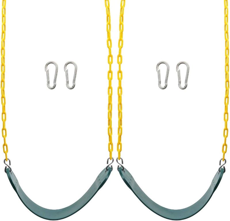 Photo 1 of  2PCS Swings Seats Heavy Duty with Chain, Playground Swing Set Accessories Replacement with Snap Hooks
