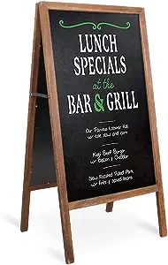 Photo 1 of BORWART Rustic Magnetic Chalkboard Signs: 40" x 20" Pine Wood Magnetic Bulletin Board - Kids School Blackboard with Holder - Rustic Standing Display Board for Restaurant Wedding Brown