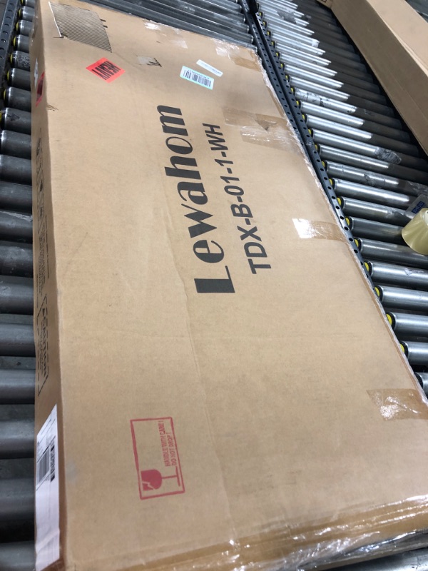 Photo 1 of White Computer Desk with 2 Drawers, Modern Makeup Vanity Desk with Storage, Writing Desk for Home Office, 42'' Long Study Simple White Desk for Bedroom Console Table Living Room