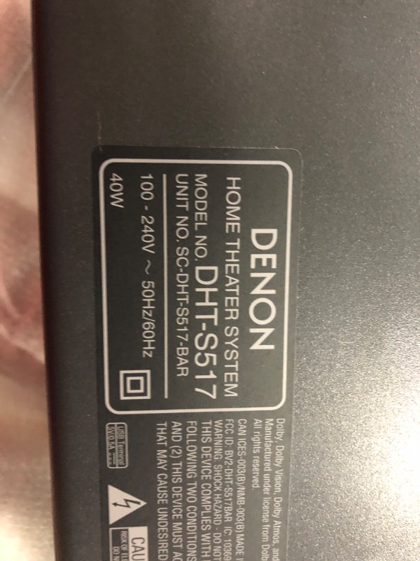 Photo 6 of Denon DHT-S517 Sound Bar for TV with Wireless Subwoofer (2022 Model), 3D Surround Sound, Dolby Atmos, HDMI eARC Compatibility, Wireless Music Streaming via Bluetooth, Quick Setup, Wall-Mountable DHT-S517 + Dolby Atmos