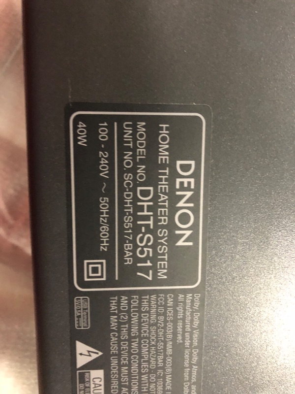 Photo 1 of Denon DHT-S517 Sound Bar for TV with Wireless Subwoofer (2022 Model), 3D Surround Sound, Dolby Atmos, HDMI eARC Compatibility, Wireless Music Streaming via Bluetooth, Quick Setup, Wall-Mountable DHT-S517 + Dolby Atmos