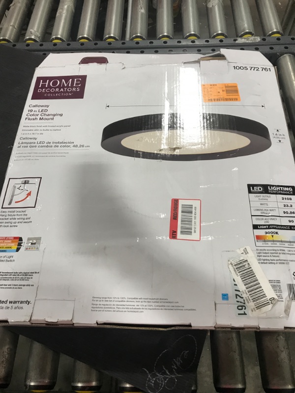 Photo 4 of Calloway 15 in. Matte Black Selectable LED Flush Mount 