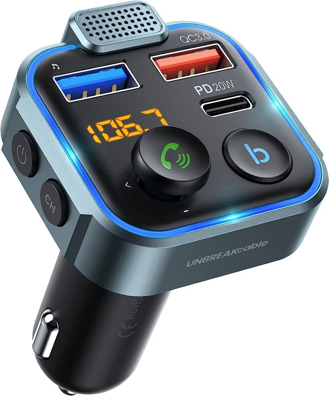 Photo 1 of 
UNBREAKcable Bluetooth 5.0 FM Transmitter for Car,