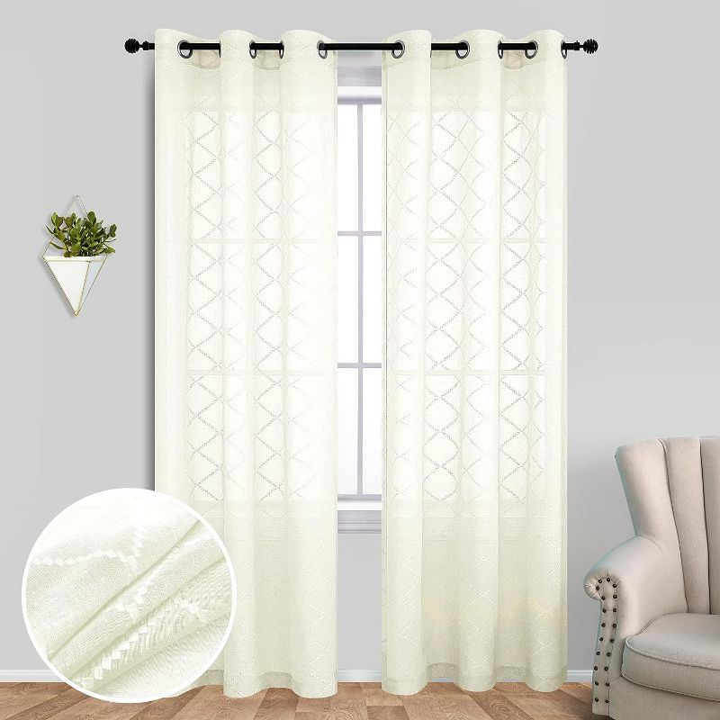 Photo 1 of 
38 Inch Wide Grommet Cream Beige Sheer Curtains