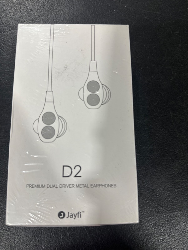 Photo 2 of Jayfi D2 Earphones, Dual Driver Earbuds, Stereo Bass Noise Isolating in-Ear Headphones with Mic Jet Black