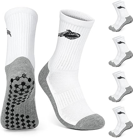 Photo 1 of BTAPRAK Grip Socks Soccer 2/4 Pairs Anti Slip Soccer Grip Socks for Men Non Slip Youth Athletic Socks for Football Basketball