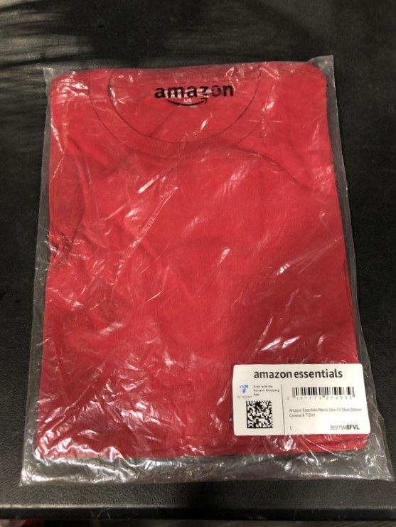 Photo 1 of Amazon Essentials Men's Slim-Fit Short-Sleeve Crewneck T-Shirt, Pack of 2, Large, Red