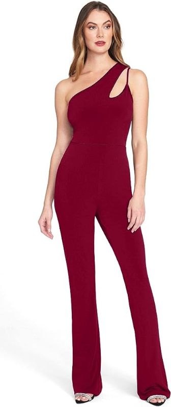 Photo 1 of KOJOOIN Women's One Shoulder Cutout Sleeveless Crop Wide Leg Jumpsuits Romper Outfits (M)