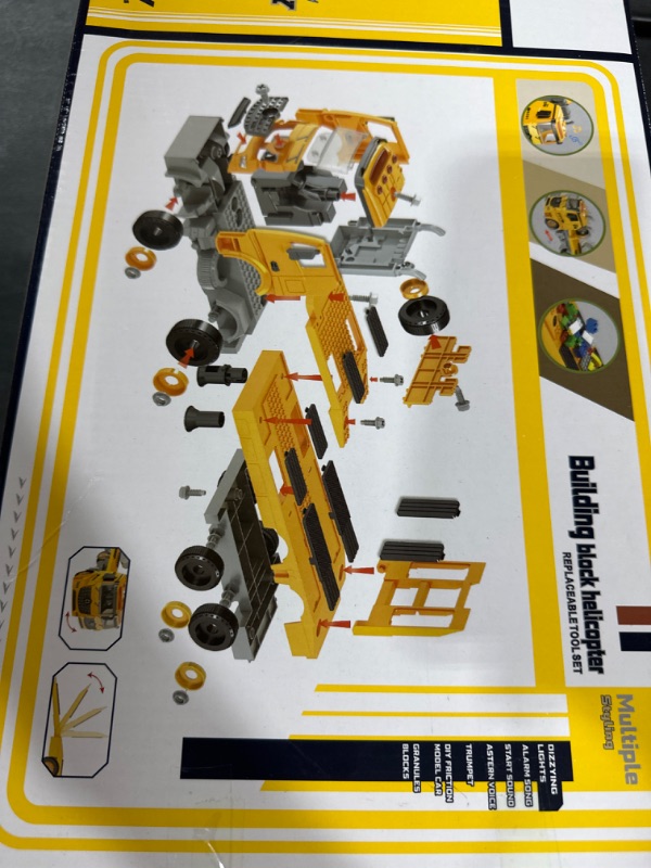 Photo 2 of 
106 PCS Take Apart Trailer Truck & Excavator Toy Set with Electric Drill for 3-7 Year Old Boys and Girls - Friction Power Building Toy Truck Gift for Kids