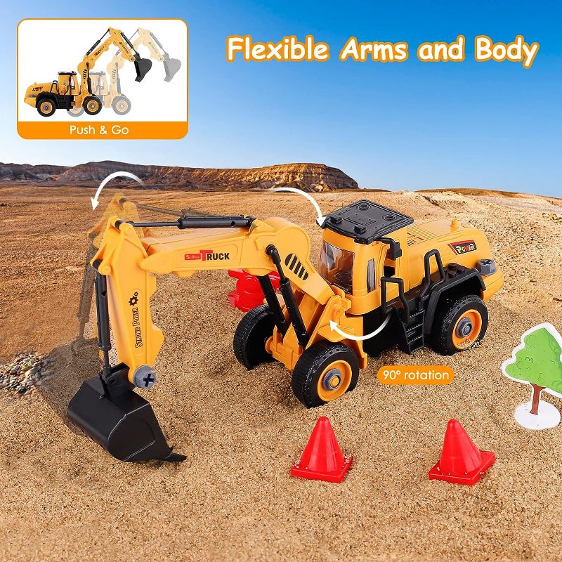 Photo 1 of 
106 PCS Take Apart Trailer Truck & Excavator Toy Set with Electric Drill for 3-7 Year Old Boys and Girls - Friction Power Building Toy Truck Gift for Kids