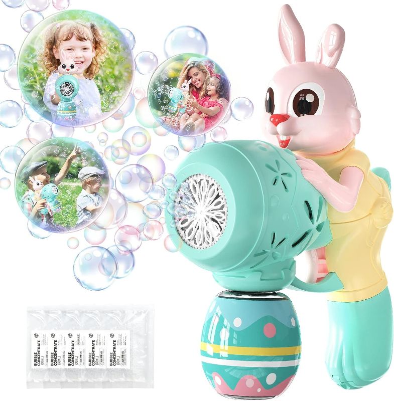 Photo 1 of Aliex Bubble Gun for Kids Bunny Bubble Machine for Toddlers 1-3 Automatic Bubble Blower with 5 Bubble Solution Bubble Maker Blaster Party Favors Summer Outdoor Toys Birthday Gifts for Boys Girls