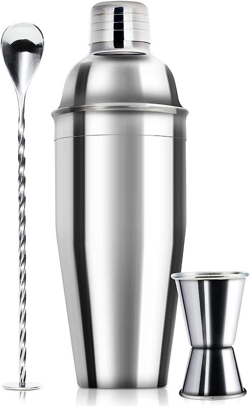 Photo 1 of 24oz Cocktail Shaker Bar Set - Professional Margarita Mixer Drink Shaker and Measuring Jigger & Mixing Spoon Set - Professional Stainless Steel Bar Tools Built-in Bartender Strainer for Martini Kit