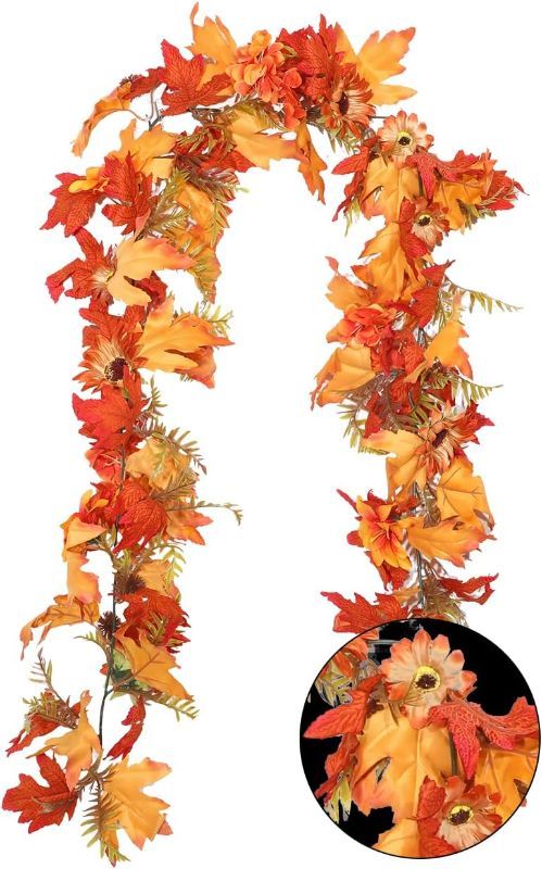 Photo 1 of 
wtynmrr2 Fall Garland Maple Leaf, Fall Decor for Home, Fall Leaves Garland, Artificial Maple Leaf Garland for Autumn Harvest Home Wedding Fireplace.