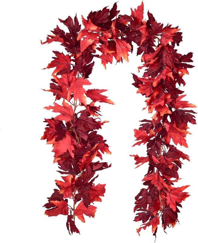Photo 1 of 
DearHouse 2 Pack Fall Garland Maple Leaf, 5.9Ft/Piece Hanging Vine Garland Artificial Autumn Foliage Garland Thanksgiving Decor for Home Wedding Fireplace...