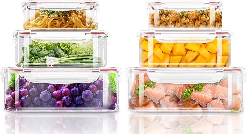 Photo 1 of 
Utopia Kitchen Plastic Food Storage Container Set with Airtight Lids - Pack of 12 (6 Containers & 6 Snap Lids)- Reusable & Leftover Lunch Boxes