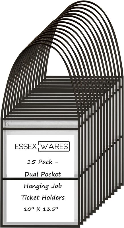 Photo 1 of 
15 Pack Dual Hanging Job/Shop Ticket Holder (Black) - by Essex Wares - Use in Your Business or in a Classroom. Fits Standard 8.5 X 11 Sheets