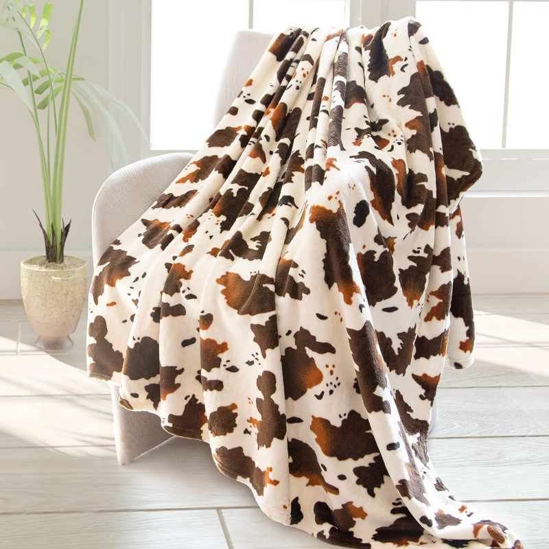 Photo 1 of 
Cow Print Blanket Cozy Soft Warm Plush Brown Cow Throw Blanket Fleece Flannel Fuzzy Lightweight Cow Blankets All-Season Couch Sofa 50"x60" Cow Gifts...