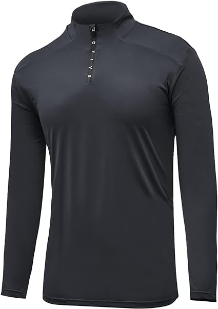 Photo 1 of FRTCV Mens Shirts Quarter Zip – Long Sleeve Workout T Shirts Athletic Golf Tshirt Quick Dry Running Top T-Shirts
S