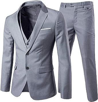 Photo 1 of 3 PIECE MENS SUIT GREY WITH VEST COAT AND PANTS, SIZE 3XL