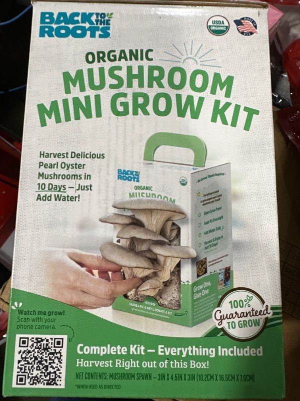 Photo 2 of Back to the Roots Organic Mini Mushroom Grow Kit, Harvest Gourmet Oyster Mushrooms In 10 days, Top Gardening Gift, Holiday Gift, & Unique Gift Mini Mushroom Kit Grow Kit