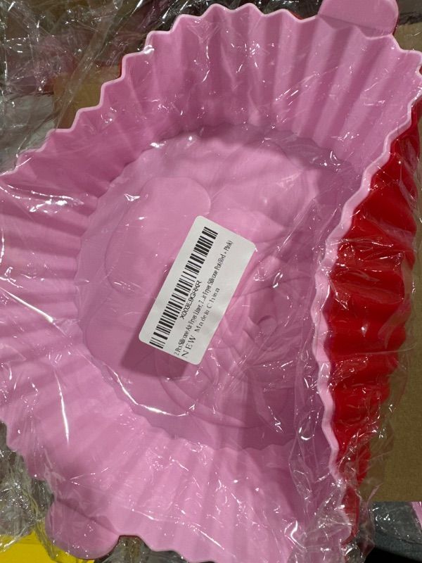 Photo 1 of 2-Pack Air Fryer Silicone Liners 8inch Reusable Non Stick Air fryers Silicone Pot Round Easy Cleaning for 3 to 6 Qt Air Fryer Oven Accessories(Red + Pink)
