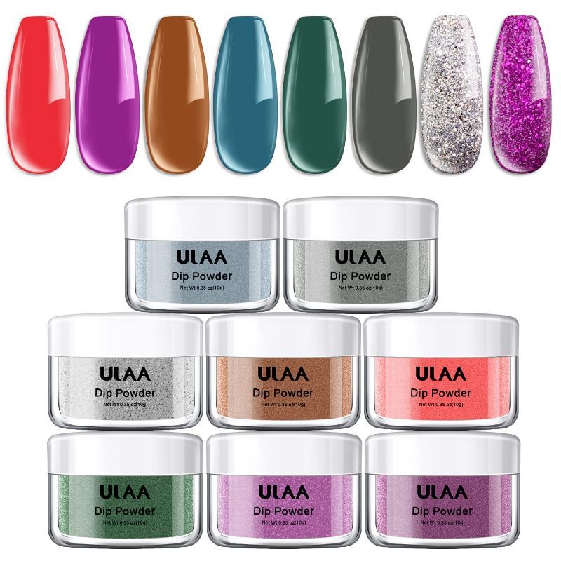 Photo 1 of 
ULAA Drying Dip-Powder-Nail-Colors-Set of 8 Colors for Home Salon Dipping Nail Manicure