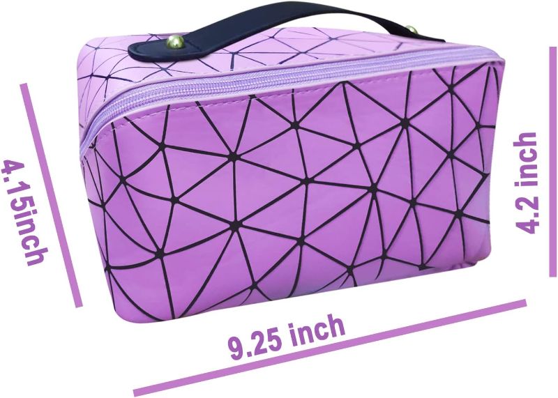 Photo 1 of 
Adorezyp Large Capacity Travel Cosmetic Bag for Women and Girls,Makeup Bag,Waterproof Portable PU Leather Makeup Organizer Bag with Dividers and Handle (Purple)