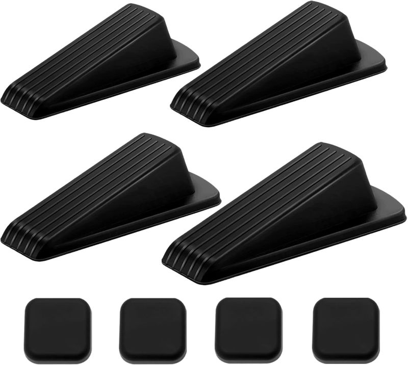 Photo 1 of 
noasqll Door Stops, 4 Pack Rubber Door Wedge Stopper Large Heavy Duty Stackable Door Stoppers for Bottom of Door, Black