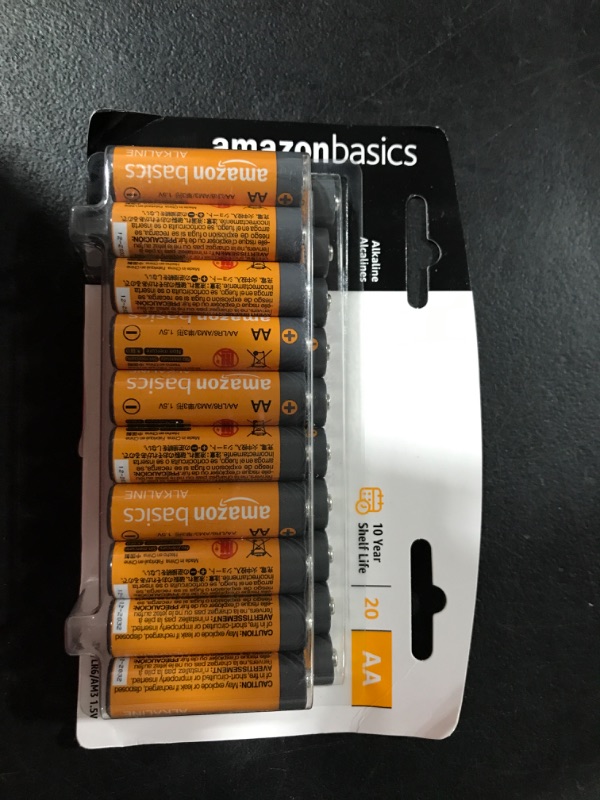 Photo 2 of Amazon Basics 20 Pack AA Alkaline Batteries - Blister Packaging 20 Count (Pack of 1)