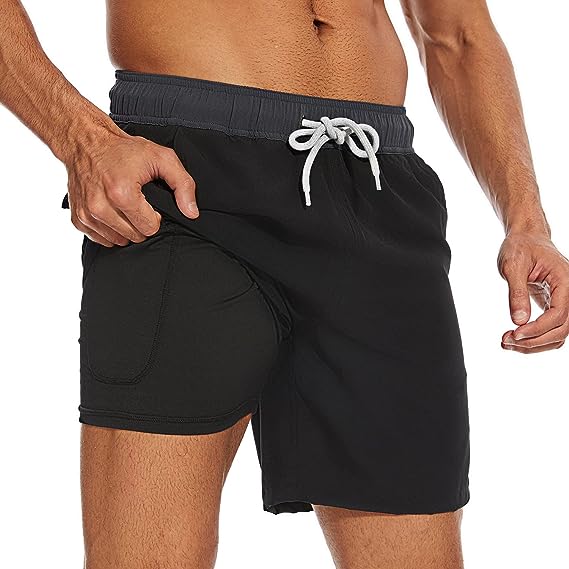 Photo 1 of 2XL LETSHOLIDAY Men Swim Trunks 7" Inseam Quick Dry Swimwear with Compression Liner Side Pocket