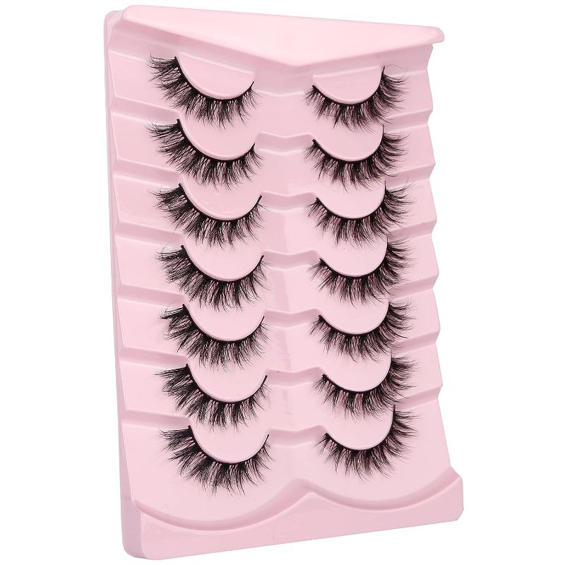 Photo 1 of 2 PACK 
False Eyelashes Cat Eye Natural Look Fluffy Faux Mink Lashes 3D Wispy Lashes Volume Light Soft Fake Eye Lash 7 Pairs Pack by Milllruez