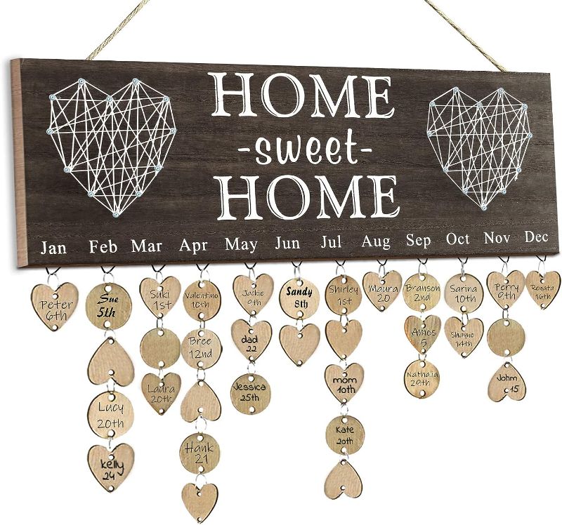Photo 1 of 
Christmas Grandma Mom Gifts from Daughter Son, Wooden Family Birthday Reminder Tracker Calendar Board Wall Hanging, Mom Grandma Best Gift Presents IdeaS