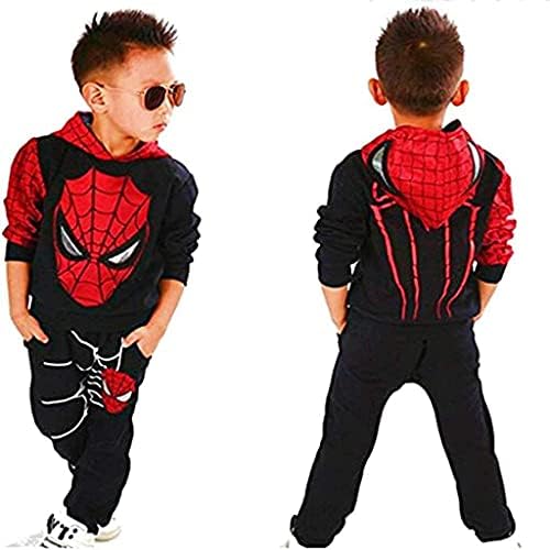 Photo 1 of 2Piece Toddler Kids Baby Boys Casual Outfits Set,Long Sleeve Pullover Hoodie Sweatshirt Pants Clothing Suit, Black, 6-7 Years
