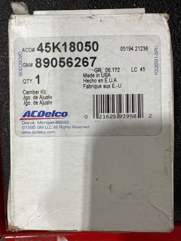 Photo 2 of ACDelco Professional 45K18050 Camber Bolt Kit with Hardware