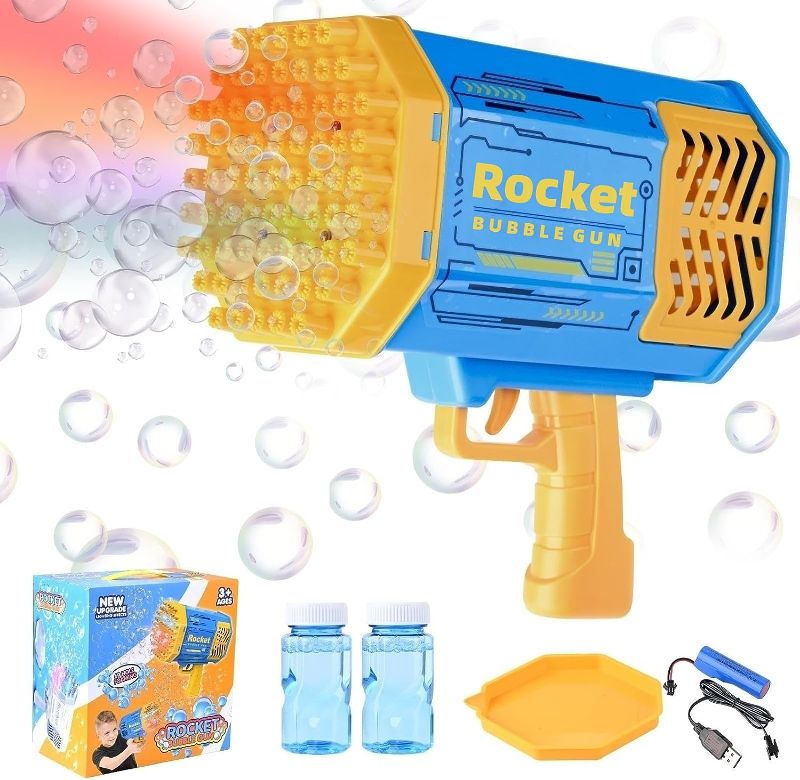 Photo 1 of 
Rocket Boom Bubble - Super Bazooka Bubble Gun?Bubble Machine with 69 Holes Gatling, Bubble Maker Blower?Best Gifts for 3 5 6 7 Year Old Boys and Girls..