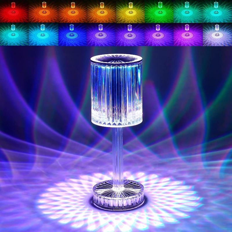 Photo 1 of 
Nusogon Crystal Lamp,16 RGB Color Changing Touch Remote Control Lamp,USB Rechargeable Diamond Table Lamp for Bedroom Living Room,Modern Nightstand Lamp