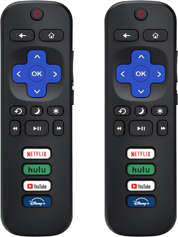 Photo 1 of (Set of 2) Replacement Remote Controls Exclusively for Roku TV: Compatible with TCL, Hisense, Onn, Sharp, Element, Westinghouse, and Philips Roku Series Smart TVs (Not for Roku Stick or Box)
