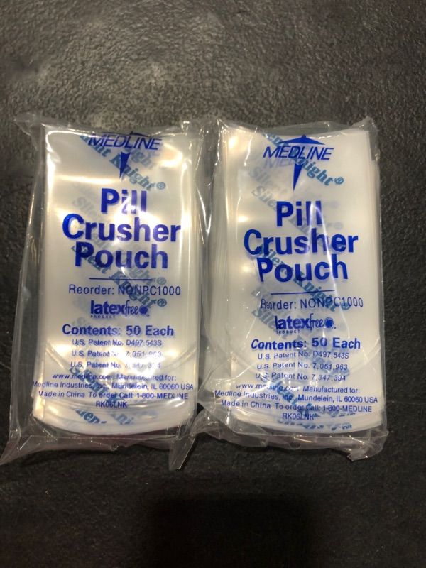 Photo 2 of 2 Packs- Medline Pill Crusher Pouch 50Ct
