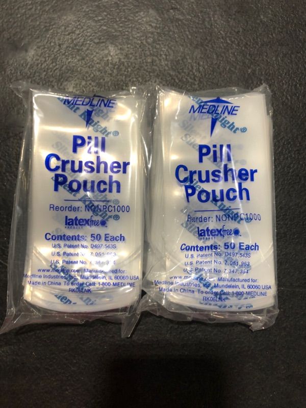 Photo 1 of 2 Packs- Medline Pill Crusher Pouch 50Ct
