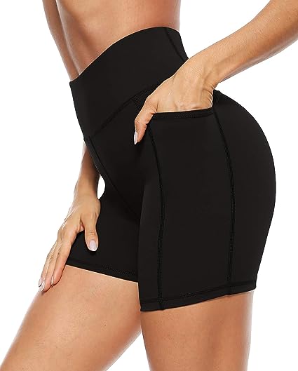 Photo 1 of [Size  X-Large] AFITNE Women’s High Waist Biker Shorts with Pockets, 5”/8” Tummy Control Athletic Workout Running Yoga Short- Black