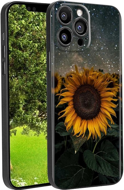 Photo 1 of iPhone 14 Pro max Case, Sunflower Night Starry Sky Pattern Design