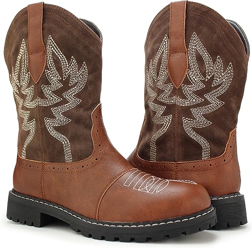 Photo 1 of [Size 8] Hawkwell Women's Mid Calf Western Cowboy Cowgirl Boot Round Toe Embroidered Fashion Boots