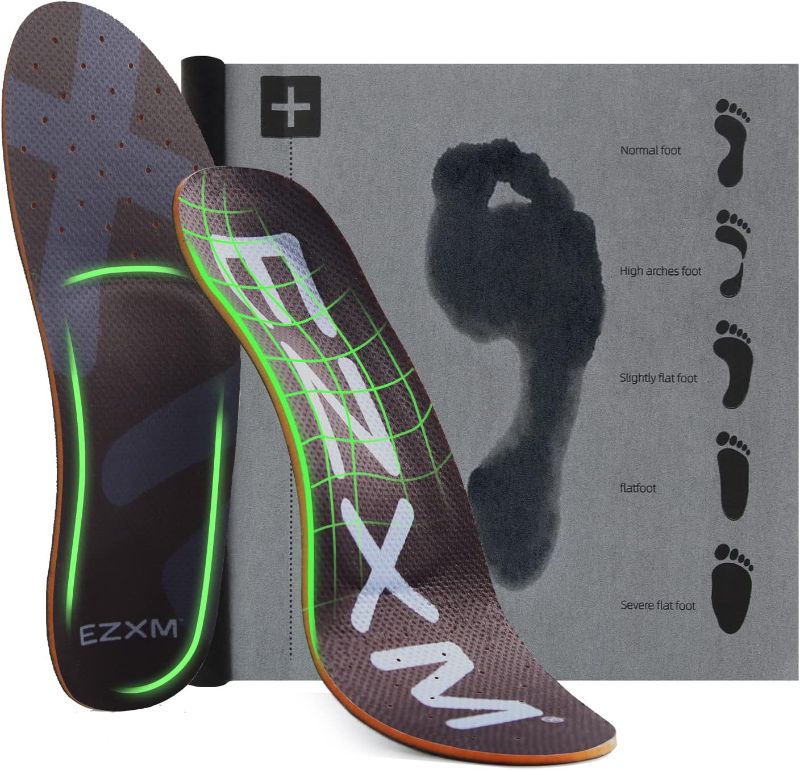 Photo 1 of [Size M12.5-13] Ezxm Arch Support Orthotic Custom Insoles Shoe Inserts - Support for Plantar Fasciitis Relief, Over-Pronation, Supination, Foot Pain, Flat Feet, Exercise/Daily Use - Men & Women
