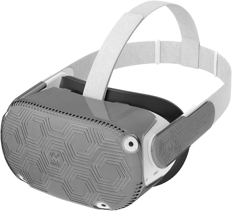 Photo 1 of AMVR VR Shell Cover for Occulus Quest 2, VR Headset Protector with 2 Side Protective Sleeves, Unique Cellular Structure Front Face Cover for Upgraded Protection (Black) 