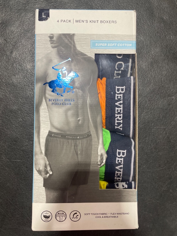 Photo 1 of Beverly Hills Polo Club 4 Pack Boxer Briefs Yellow Orange Green Navy Large
