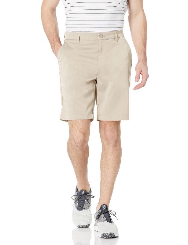 Photo 1 of Amazon Essentials Men's Classic-Fit Stretch Golf Short (Available in Big & Tall) Polyester Blend Stone 38