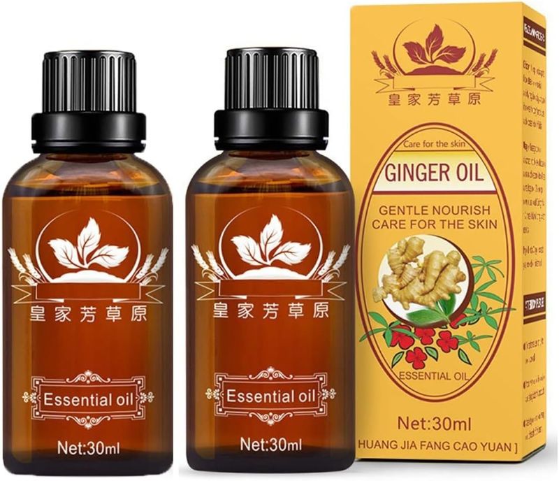 Photo 1 of 2 Pack Ginger Oil for Lymphatic Drainage, Vamotto Ginger Essential Oil for Swelling and Pain Skin Body Massage, Ginger Massage Oil Essential, SPA Ginger Essential Oils, Ginger Body Oil 30ML/Bottle 
