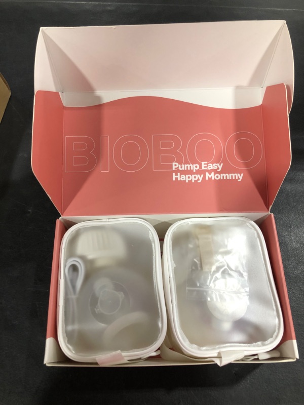 Photo 1 of BIOBOO Hands Free Breast Pump, Wearable Breast Pump with Silicone Massage Petal Function, Portable Electric Breast Pump 2 Packs - White