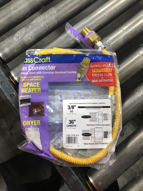 Photo 1 of 1/2 in. MIP x 1/2 in. MIP x 36 in. Gas Connector (3/8 in. O.D.) w/Safety+Plus2 Thermal Excess Flow Valve (33,400 BTU)
